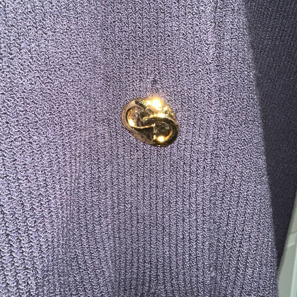 St. John Collection Navy Santana Knit Blazer Cardigan Gold Buttons XL NWOT - Picture 2 of 3